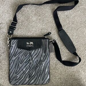Coach 2000s silver zebra print crossbody